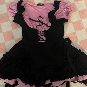 Dolls kill pink milkmaid dress